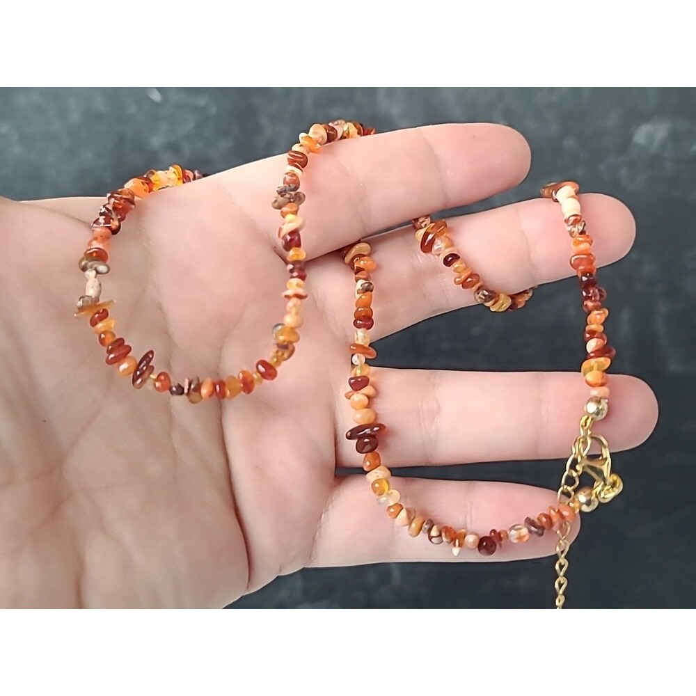 Vermeil 925 Sterling Silver Agate Beaded Adjustable Necklace